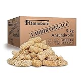 FLAMMBURO (5kg = ca. 400 Stück) Anzündwolle für Kamin, Ofen und Grill – Ökologischer...