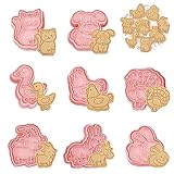 WishesMar Nutztiere Ausstechformen Set 8 Stück Keks Ausstecher Stempel 3D Cartoon Tier Ausstechform...