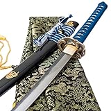 Full Tang Handgefertigtes Japanisches Samurai-Schwert Flexibles Schlangen Messing Tsuba...