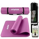 unycos - Gymnastikmatte - Yogamatte Rutschfest【183x60 cm】NBR 10 mm Dicke | Inkl. Tragegurt und...