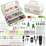 Angelkasten Set,213 Pcs Angelköder Set und Werkzeugset mit Lippenclips, Hakenentferner, Angelkoffer...