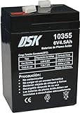 DSK 10355 - Versiegelte wiederaufladbare AGM-Bleibatterie mit 6 V und 4,5 Ah. Ideal für Haushalts-...