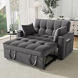 TOBIDOEN 2 Sitzer Klappsofa mit Schlaffunktion, Polstersofa aus Samt, Freizeitsofa Klappbares...