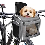 Hundekorb Fahrrad Vorne, 4-in-1 Hundekorb für Fahrrad, Erweiterbarer Hunderrucksack,...