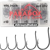 Paradox Fishing Allround-Angelhaken mit Öse I 100 Stück #10/#8/#6/#4/#2 - je 20 Stück I...