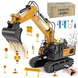 Charmofun Ferngesteuerter Bagger, 2,4GHz Bagger Spielzeug mit Schwerkraftgesteuerter Fernsteuerung,...
