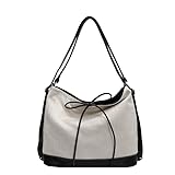 QIXUJAK Damen Handtasche Schultertasche Umhängetasche Tote Schwarz Canvas, Große Kapazität,...