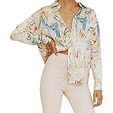 Damenbluse mit Wellenmuster, bedruckt, Knopfleiste, modisch, Leopardenmuster, langärmelig, locker,...