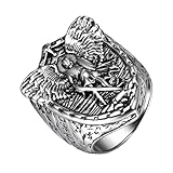 OIDEA Herren Ring Michael Siegelring: Heiliger Schild Ritterring aus Edelstahl Vintage Ritter Biker...