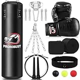 Prorobust Boxsack-Set, 120cm PU Heavy Duty mit 12OZ Boxhandschuhen für MMA Kickboxen Home Training...