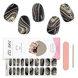 EBANKU 20PCS UV Gel Nagelfolie, Schwarzer Marmor Nagelfolie Selbstklebend UV Gel Wraps...