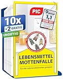 PIC Lebensmittelmotten Falle - 12 Lebensmittelmottenfallen - Mottenfalle mit Pheromon für ideale...