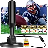 DVBT2 Antenne mit Verstärker Innen- DVBT-T2 Antenne HDTV Zimmerantenne für Fernseher, Max 360°...
