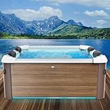 BRAST Whirlpool MSpa Oslo Amber mit Fester Außenwand | LED-Beleuchtung in 20 Farben für 6 Personen...