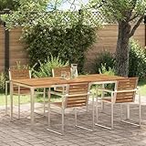 MOBCANT Esstisch für draußen Braun 200 x 90 x 75cm Massives Akazienholz, Stehtisch Dining Table...