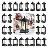 Staymoment Mini LED Laterne outdoor: 24er Set 9 cm super klein Schwarz Laterne Deko mit LED Kerze...