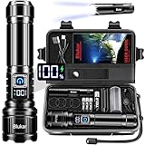 Blukar Taschenlampe LED Aufladbar, 500000 Lumen Extrem Hell Taschenlampen Zoombare Taktische...