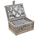 casa.pro Picknickkorb für 4 Personen - Picknick-Set mit Kühltasche inkl. Geschirr, Besteck,...