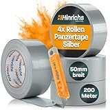 Hinrichs Panzertape silber - 4 Rollen 50m x 50mm Gewebeband - extra starkes Klebeband -...