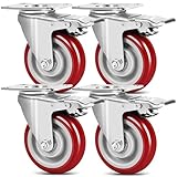 4er Set Schwerlastrollen mit Bremse, Transportrollen 100mm, Rollen Schwerlast Tragkraft 600kg,...
