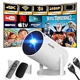 Mini Beamer, 1080P 4K Support 180°Dreh Tragbarer Streaming-Projektor, Klein Videoprojektor...
