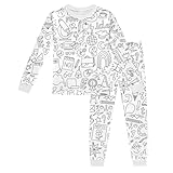 QJDFLL weih Kinder Rundhals Langarm Top Hosen DIY Handgemalte Set (Weiß-A,2-3 Years)