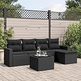 qohoio 6-TLG. Garten-Sofagarnitur mit Kissen LoungemöBel Balkon Gartengarnitur Set Lounge MöBel...