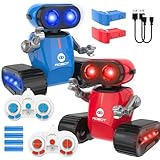 Roboter Kinder Spielzeug, Wiederaufladbares Ferngesteuerter Roboter mit Lichteffekte, LED-Augen,...