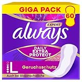 Always Expert Daily Extra Protection Long Slipeinlagen 60 Stück, Geruchsneutralisierend, Auch Bei...
