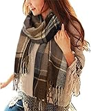 heekpek Damen Kariert Oversized Kaschmir Schal Lange Winterschal Weich Wraps Groß Karo Fransen...