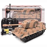 Ferngesteuerter Panzer mit 75 ° drehbarem Turm - Militärisches RC-Auto-Spielzeug mit Licht und...