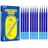 Donluhu 12x Radierbare Ersatzminen 0.7mm | 400m Schreiblänge Blau | Kompatibel mit Pilot FriXion...