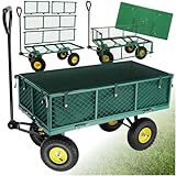 tectake® Bollerwagen, Handwagen mit Seitenwand klappbar, Transportwagen für Strand, Rollwagen für...