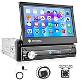 Podofo Android 13 Autoradio 1 Din mit GPS Navi und Bluetooth, 7 Zoll Flip Out Touchscreen Auto...