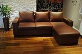 Quattro Meble Echtleder Ecksofa Mallorca 245 x 170cm Sofa Couch mit Bettfunktion und Bettkasten Echt...