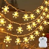 cshare Led Lichterketten Schneeflocke , 6M 40LED Licht Batteriebetriebene, mit Timer IP65...