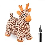 Relaxdays Hüpftier Giraffe, mit Bezug, inklusive Luftpumpe, Hopper bis 50 kg, BPA frei, Kinder ab 3...