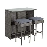 ESTEXO Polyrattan Gartenbar Set Gartenmöbel Sitzgruppe Rattan Bar Tresen Theke Tisch Barset...