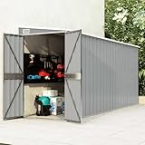 Anbauschuppen, Verzinkter Stahl Gerätehaus Wandmontage Lagerung 118x382x178 cm Grau Metall...