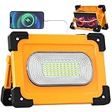 Stone Banks LED Strahler Akku Solar Baustrahler Tragbare 80W, 4 Modi 11000mAh Arbeitsleuchte USB...