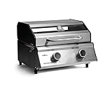 Grillfürst Camping Gasgrill G201E - 2-Brenner Edelstahl Balkon Gasgrill mit Sichtscheibe, Kleiner...