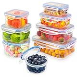 YASHE Frischhaltedosen mit deckel 16pcs (8 Behälter, 8 Deckel), Vorratsdosen Set, 100%...