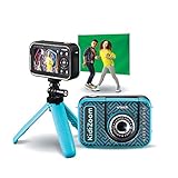 VTech Kidizoom Video Studio HD blau – Kinderkamera mit Greenscreen, Stativ, Effekten, Selfielinse...