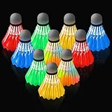 10 Pieces LED Badminton Bälle, Badminton Federbälle aus Gänsefedern, 5 Farben LED-Licht...