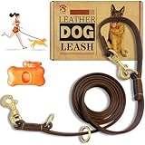 Hundeleine aus Leder, 2,4 m, strapazierfähig, echtes Leder, multifunktional, Starke Lederleine für...