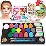 Kinderschminke Set Mädchen Fasching, 17 Farben Professionelle Gesichtsfarbe Kinder Schminke...