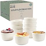 Chefarone® Soufflé Förmchen Backofenfest 10er Set - Creme Brulee Schälchen Keramik zum Backen...