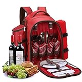 apollo walker Picknickrucksack 4 Personen Picknick Set (Set & Decke) Thermotasche Kühltaschen für...
