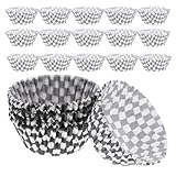 LOORGVEL 200 Stück Kleiner Cupcake Papierförmchen Schwarz Weiß Kariert Kleine Muffinförmchen aus...