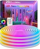 httpsmp 6M RGB Neon LED Strip Lights, Musik Sync, 24V Flexible Streifen mit App/Fernbedienung...